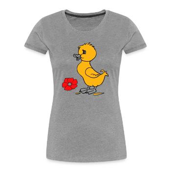 Poussins de Pâques Joyeuses Pâques - T-shirt bio Premium Femme - gris chiné - Devant - Mia (176cm)