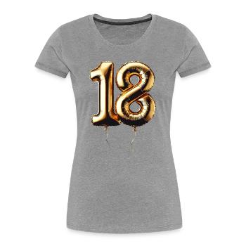 18 Years Gold Balloon Foil Balloon Gift - Women's Premium Organic T-Shirt - heather grey - Front - Mia (176cm)