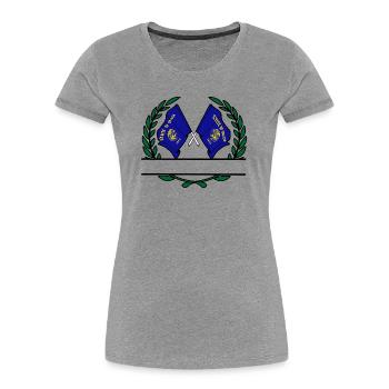 Flags USA Oregon laurel wreath banner - Women's Premium Organic T-Shirt - heather grey - Front - Mia (176cm)