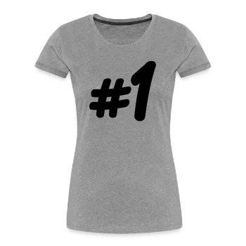 Nummer 1 # - Frauen Premium Bio T-Shirt - Grau meliert - Vorne - Mia (176cm)