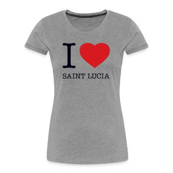 J’ADORE SAINTE-LUCIE - T-shirt bio Premium Femme - gris chiné - Devant - Mia (176cm)