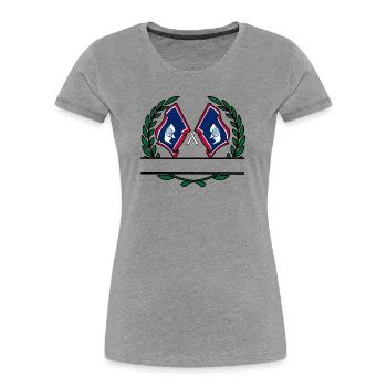 Drapeaux USA Wyoming laurier couronne bannière - T-shirt bio Premium Femme - gris chiné - Devant - Mia (176cm)