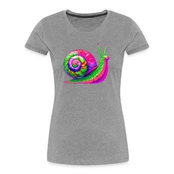 Escargot - T-shirt bio Premium Femme - gris chiné - Devant - Mia (176cm)