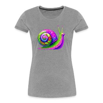 Escargot - T-shirt bio Premium Femme - gris chiné - Devant - Mia (176cm)