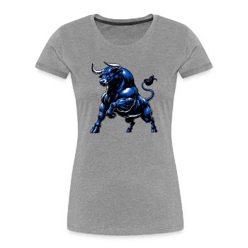 Taureau - T-shirt bio Premium Femme - gris chiné - Devant - Mia (176cm)