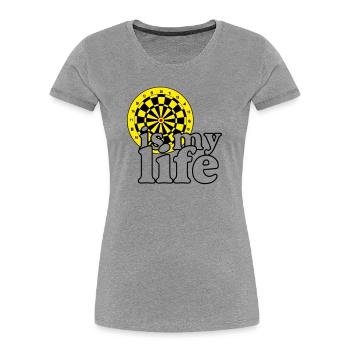 Fléchettes, fléchettes, fléchettes, chemise, fléchettes, c’est ma vie - T-shirt bio Premium Femme - gris chiné - Devant - Mia (176cm)