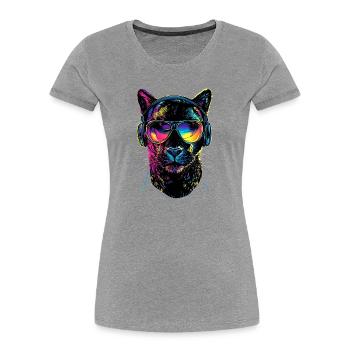 Panther Leopard Raubkatze Süße Großkatze Panter - Frauen Premium Bio T-Shirt - Grau meliert - Vorne - Mia (176cm)