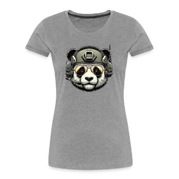 Panda Military Army Design - Women's Premium Organic T-Shirt - heather grey - Front - Mia (176cm)