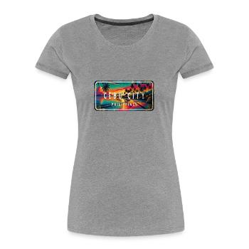 Cebu City – Tropical Retro Sign - Women's Premium Organic T-Shirt - heather grey - Front - Mia (176cm)