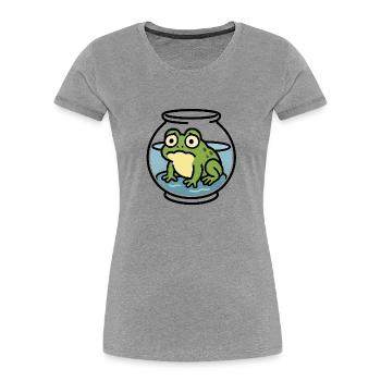 Frog in a Bowl - Women's Premium Organic T-Shirt - heather grey - Front - Mia (176cm)