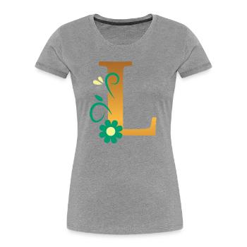 L - Women's Premium Organic T-Shirt - heather grey - Front - Mia (176cm)