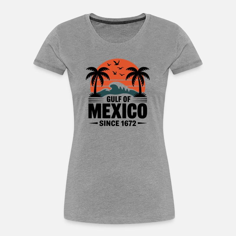 Gulf of Mexico Since 1672 Retro Beach Vibes - Frauen Premium Bio T-Shirt - Grau meliert