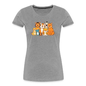 Playful Animal Family Comic Design - Women's Premium Organic T-Shirt - heather grey - Front - Mia (176cm)