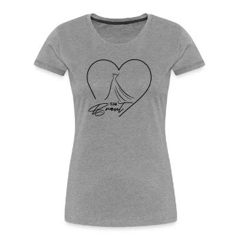 Team Braut! Herz & Brautkleid, personalisierbar - Frauen Premium Bio T-Shirt - Grau meliert - Vorne - Mia (176cm)