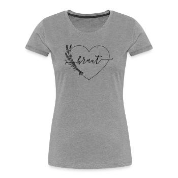 Team BrautHerz Wildblumen - Frauen Premium Bio T-Shirt - Grau meliert - Vorne - Mia (176cm)