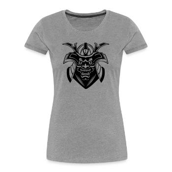 Shadow Menpō Mask Design - Women's Premium Organic T-Shirt - heather grey - Front - Mia (176cm)