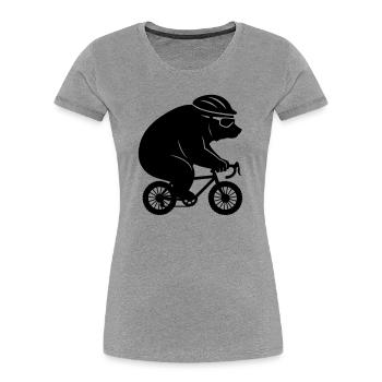 Giant bear on tiny gravel bike - Women's Premium Organic T-Shirt - heather grey - Front - Mia (176cm)
