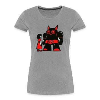Girl and Robot - Women's Premium Organic T-Shirt - heather grey - Front - Mia (176cm)