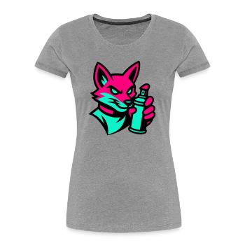 Graffiti Renard - T-shirt bio Premium Femme - gris chiné - Devant - Mia (176cm)
