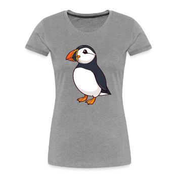 Macareux Papageientaucher - T-shirt bio Premium Femme - gris chiné - Devant - Mia (176cm)