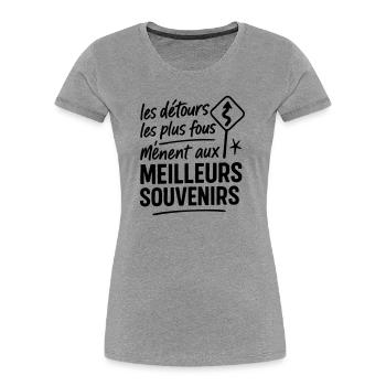 Illustration Éco-Responsable Nature - T-shirt bio Premium Femme - gris chiné - Devant - Mia (176cm)
