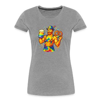 pride bavarian - Frauen Premium Bio T-Shirt - Grau meliert - Vorne - Mia (176cm)