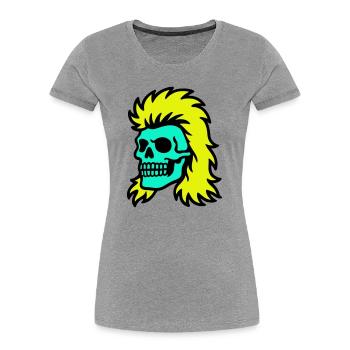 Mullet Skull - Women's Premium Organic T-Shirt - heather grey - Front - Mia (176cm)