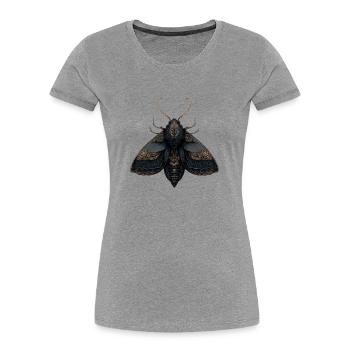 Ornate Moth Illustration with Intricate Details - Women's Premium Organic T-Shirt - heather grey - Front - Mia (176cm)
