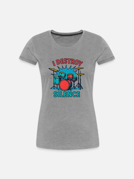 Schlagzeug Schlagzeuger - Frauen Premium Bio T-Shirt - Grau meliert