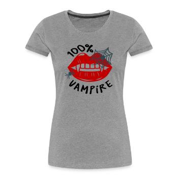 Spider web with lip motif - Women's Premium Organic T-Shirt - heather grey - Front - Mia (176cm)
