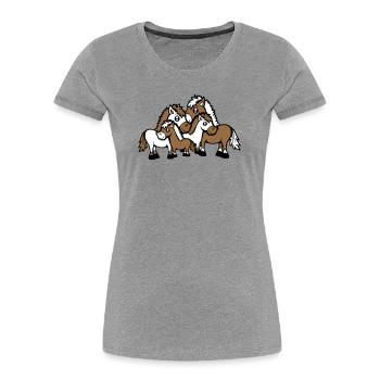 4 Pferde Familie Kinder Mama Papa Vater Mutter süß - Frauen Premium Bio T-Shirt - Grau meliert - Vorne - Mia (176cm)