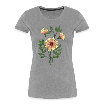 Blumen - Frauen Premium Bio T-Shirt - Grau meliert - Vorne - Mia (176cm)
