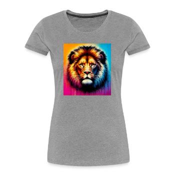 lion - Women's Premium Organic T-Shirt - heather grey - Front - Mia (176cm)