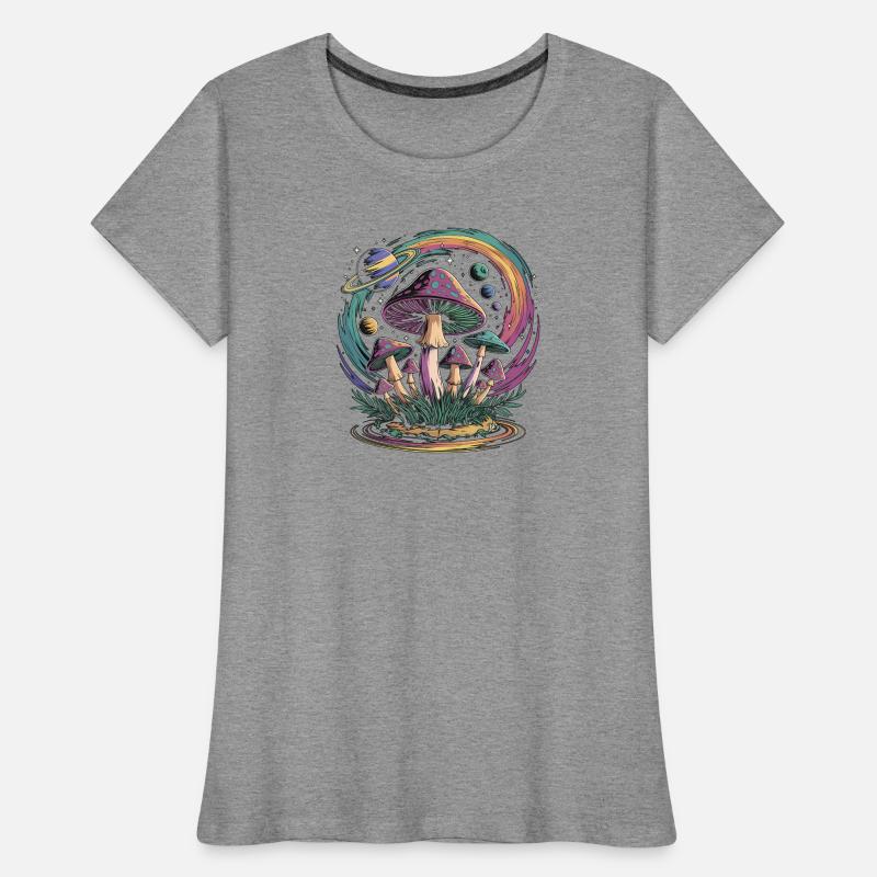 Fantaisie psychédélique de champignon de l’espace T-shirt bio Premium Femme
