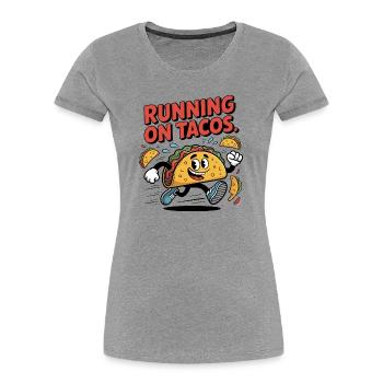 Running taco animation for fun and exercise - Women's Premium Organic T-Shirt - heather grey - Front - Mia (176cm)