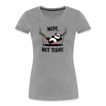 Chillender Panda Relaxing in Hammock - Frauen Premium Bio T-Shirt - Grau meliert - Vorne - Mia (176cm)