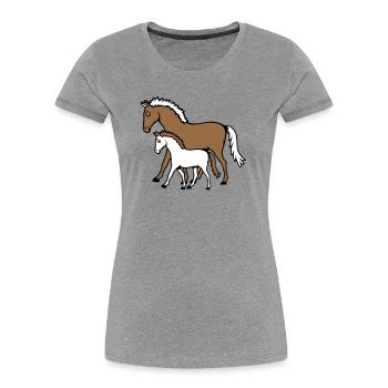2 Süße Pferde Kind Familie Mama Papa Mutter Vater - Frauen Premium Bio T-Shirt - Grau meliert - Vorne - Mia (176cm)