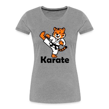 Karate Tiger - Frauen Premium Bio T-Shirt - Grau meliert - Vorne - Mia (176cm)