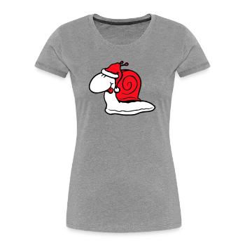 Snail Santa Claus Christmas Hat Gift - Women's Premium Organic T-Shirt - heather grey - Front - Mia (176cm)