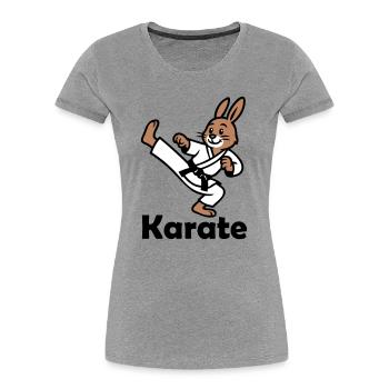 Karate Hase - Frauen Premium Bio T-Shirt - Grau meliert - Vorne - Mia (176cm)