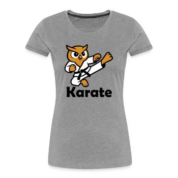 Karate Owl - Women's Premium Organic T-Shirt - heather grey - Front - Mia (176cm)
