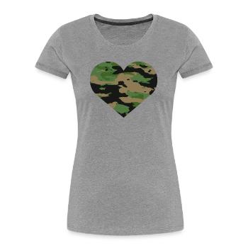 Camouflage Heart Design - Women's Premium Organic T-Shirt - heather grey - Front - Mia (176cm)