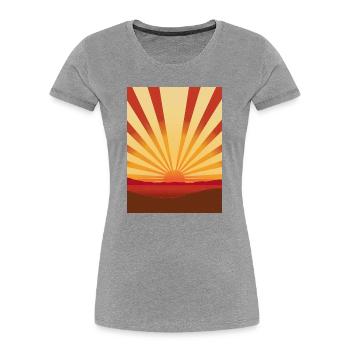 Lever de soleil dans un style rétro - T-shirt bio Premium Femme - gris chiné - Devant - Mia (176cm)