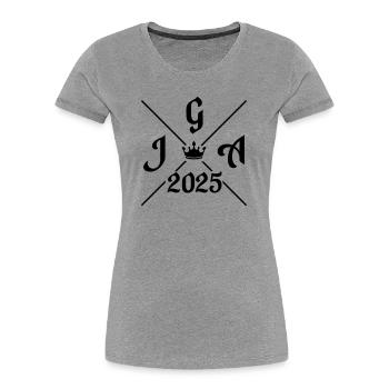 jga_2025 - T-shirt bio Premium Femme - gris chiné - Devant - Mia (176cm)