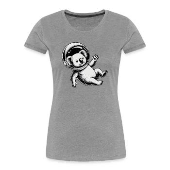 Koala dans l'espace - Logo Cool Astonomy - T-shirt bio Premium Femme - gris chiné - Devant - Mia (176cm)