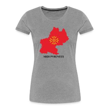 Karte der Midi-Pyrénées - Frauen Premium Bio T-Shirt - Grau meliert - Vorne - Mia (176cm)