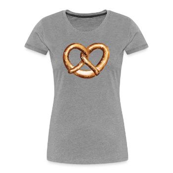 Heart Shaped Pretzel - Women's Premium Organic T-Shirt - heather grey - Front - Mia (176cm)
