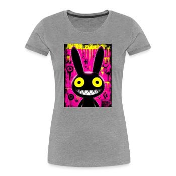 Bunny Black Urban Graffiti - Frauen Premium Bio T-Shirt - Grau meliert - Vorne - Mia (176cm)