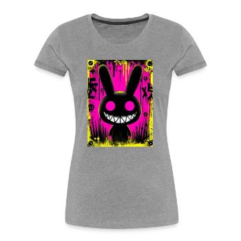 Lapin Noir Électro - T-shirt bio Premium Femme - gris chiné - Devant - Mia (176cm)