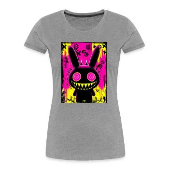 Retro Neon Hase - Frauen Premium Bio T-Shirt - Grau meliert - Vorne - Mia (176cm)